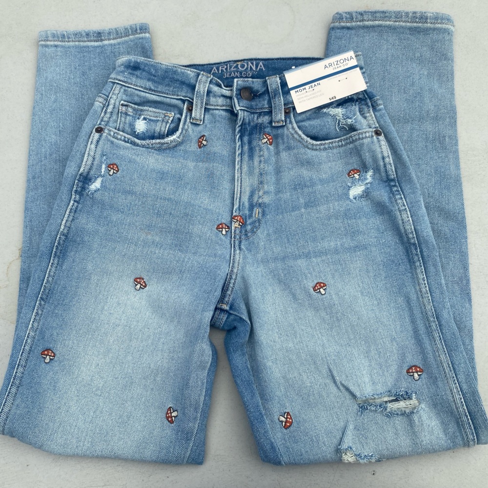 Arizona Highest Rise Mom Jeans with Mushrooms SIZE 1